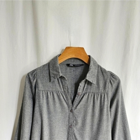 🇪🇦 Zara Grey Tiered Mini Shirt Dress - Picture 8 of 16